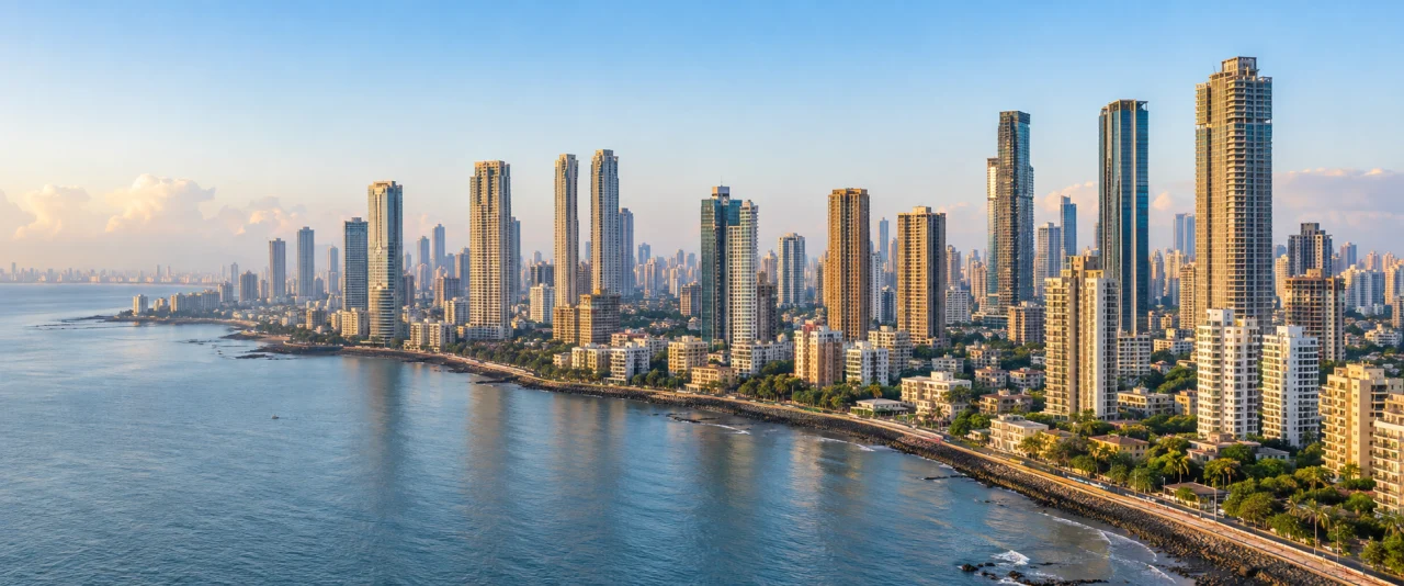 Mumbai residential skyline beside the coast